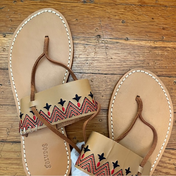 Soludos Embroidered Leather Lace-Up Sandals Tan - Picture 8 of 8